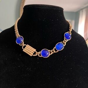 Avon Gold Necklace with Vibrant Blue Stones